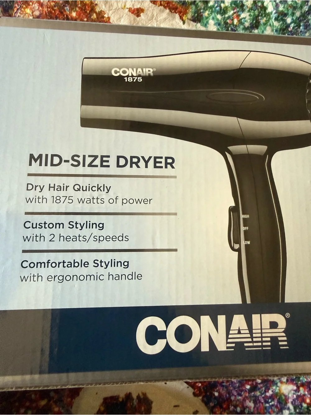 Conair 1875W Mid-Size Hair Dryer in Black